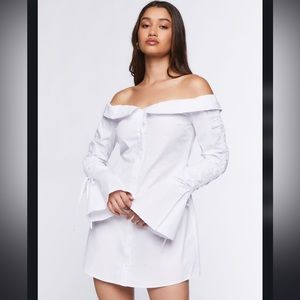 Off shoulder white mini dress size S